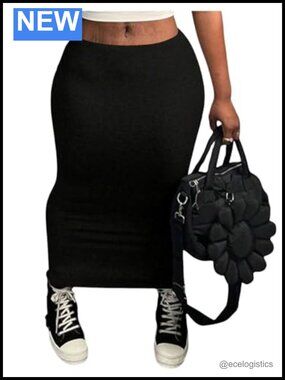 Plus Size Bodycon Long Skirt Elastic Waist Stretch